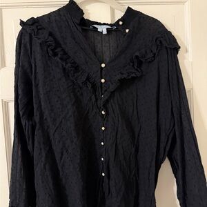 Elegant Black Ruffled Blouse